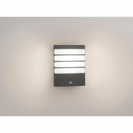 Aplica LED pentru exterior cu senzor de miscare Philips Raccoon,3W(30W), 400 lm, lumina calda (2700K), IP44, 75x162x205mm, Antra